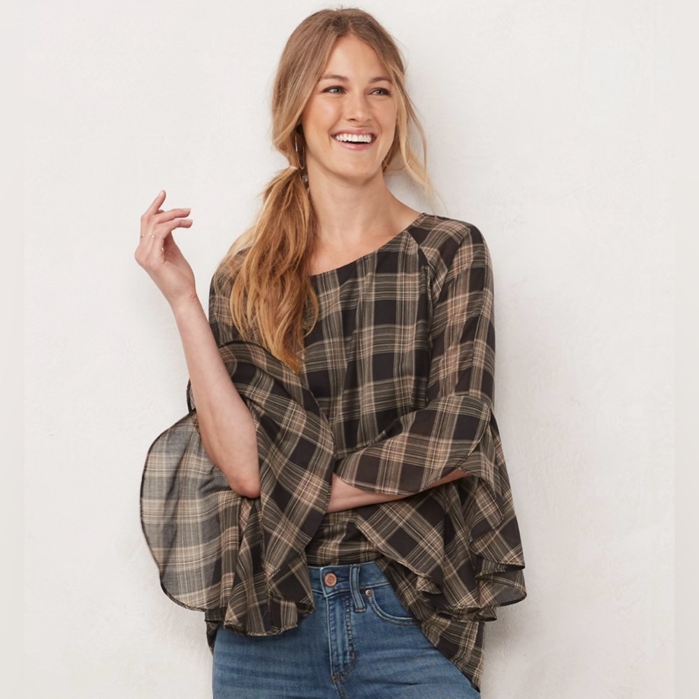 Brown and tan blouse